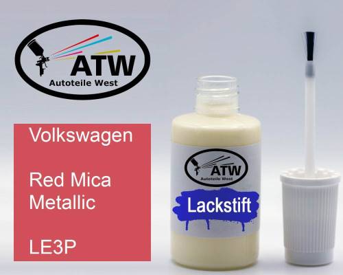 Volkswagen, Red Mica Metallic, LE3P: 20ml Lackstift, von ATW Autoteile West.